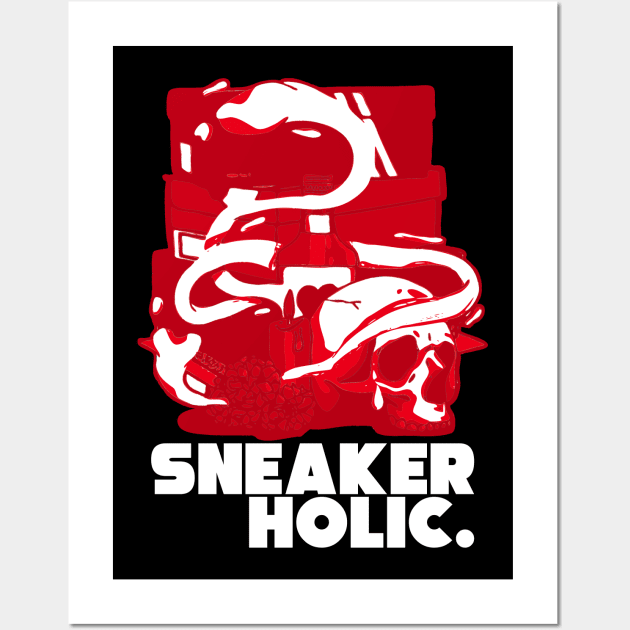 Sneaker Holic Retro Chile Red Art Wall Art by funandgames